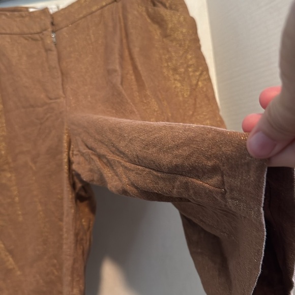 Ballinger Gold Brown and Gold Linen Blend Burmuda Shorts Ladies Size 12 - Picture 4 of 9
